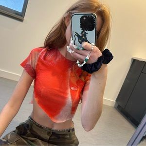 Knit Asymmetrical Top with Face-Motif